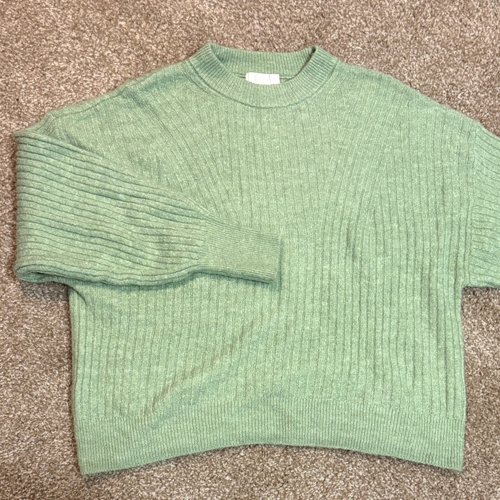 Super Soft Green Ribbed Women's Sweater